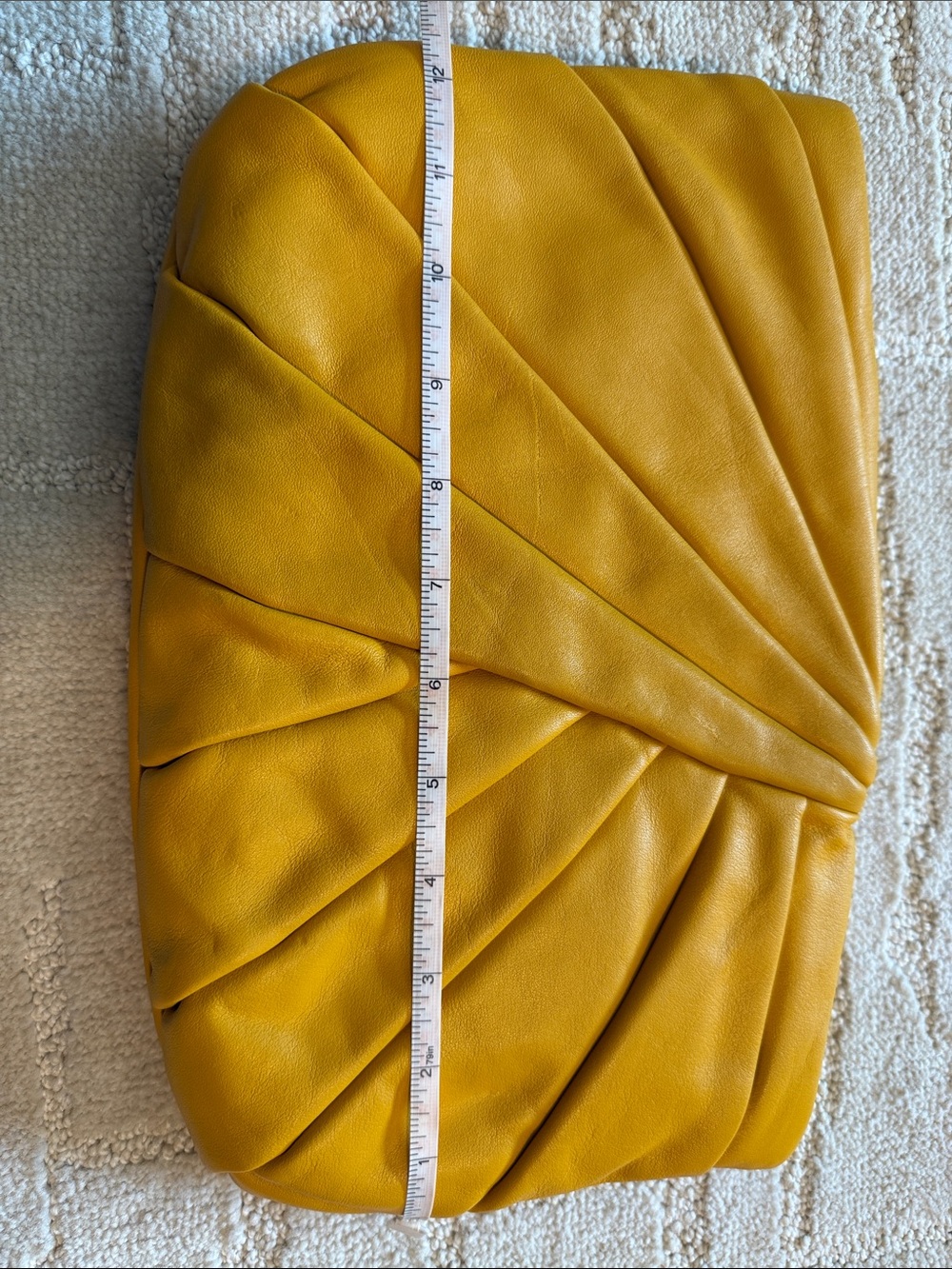 Yellow Pleated Leather purse - Picture 7 of 7